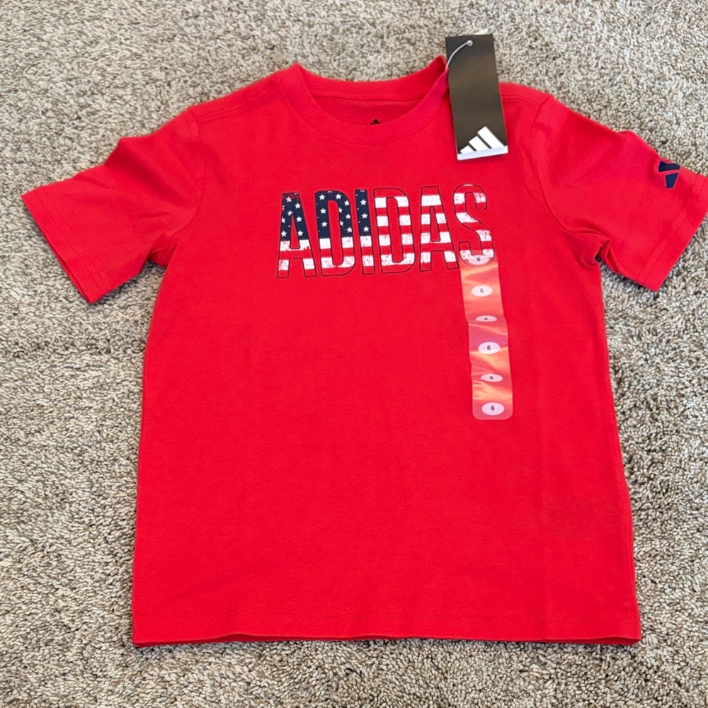 Adidas Kids Bold Red Tee with Graphic Logo